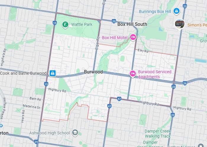 Burwood map area